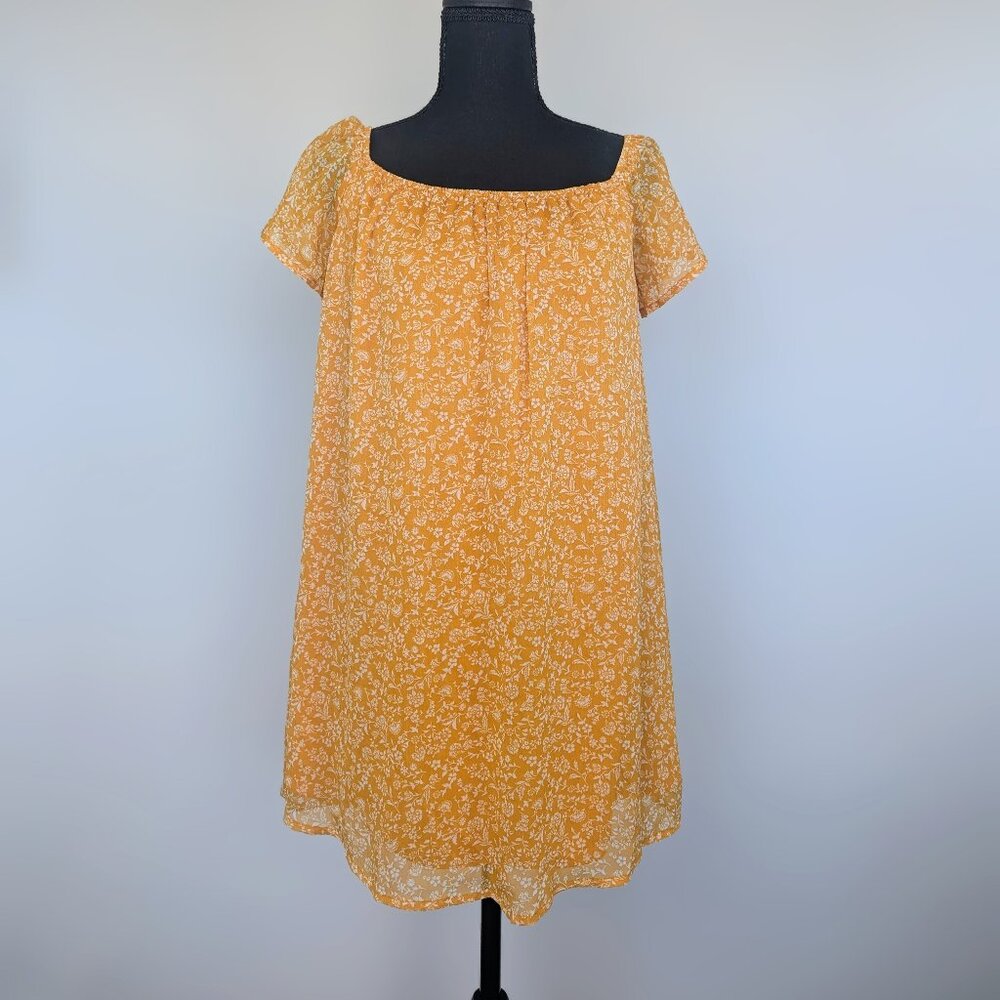 Forever 21 | Size Small Mustard Floral Mini Scoop Dress Liner